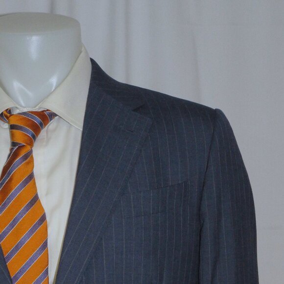 Ermenegildo Zegna Su Misura 14milmil14 2021 Blue Striped Three Button Suit 42R - Picture 1 of 16